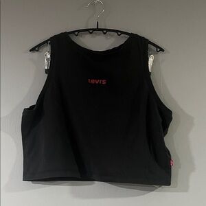 Levi's Black and Red Cropped Tee for Women Size Large